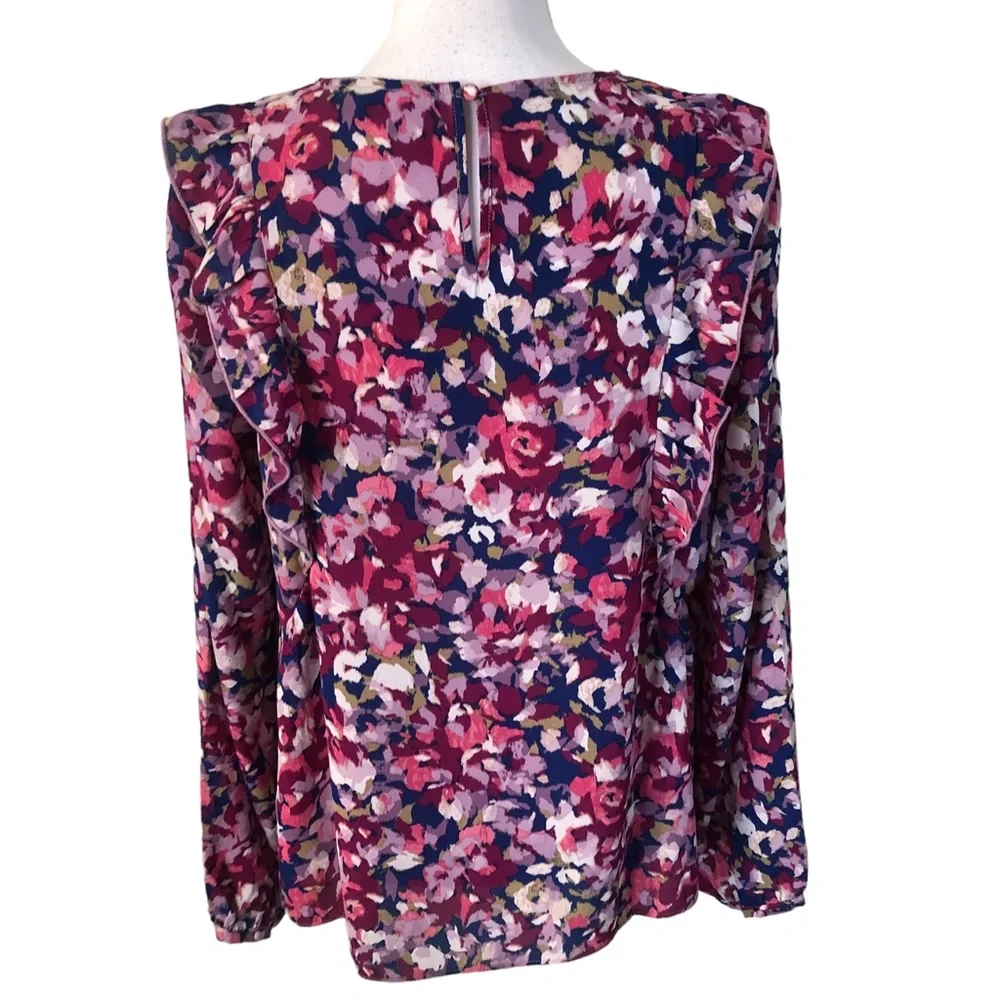 Nanette Lepore Carmine Blouse Ruffles Bold Floral Print NWT - Picture 6 of 10